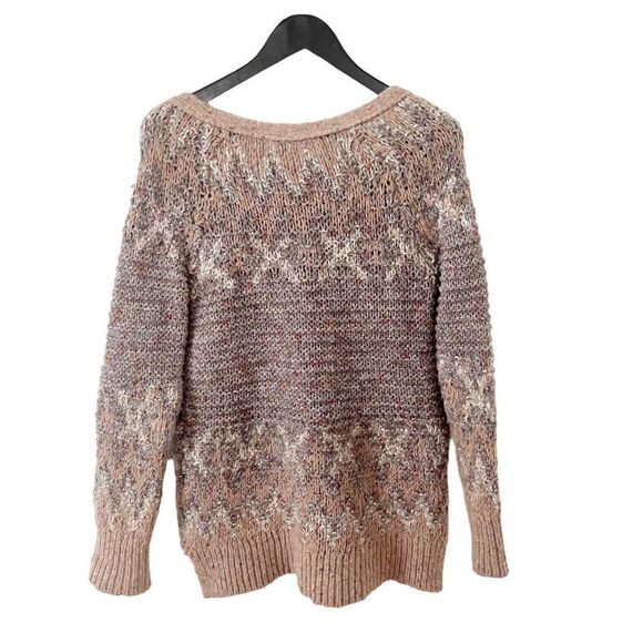 Free People Multicolor Neutral Love Bug Fair isle Nordic Wool Knit Sweater - Picture 3 of 10